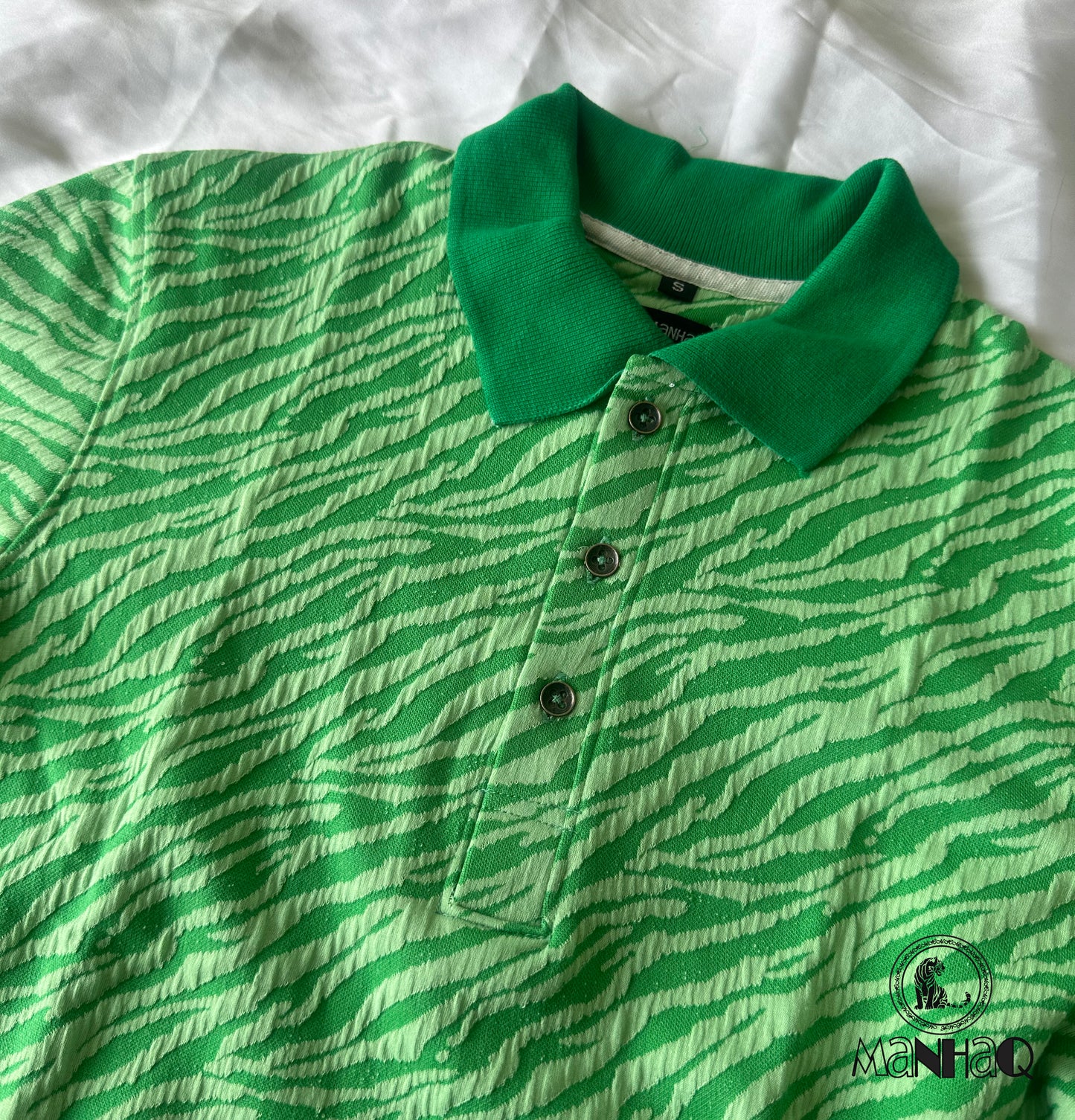 Jacquard cotton green polo Shirt