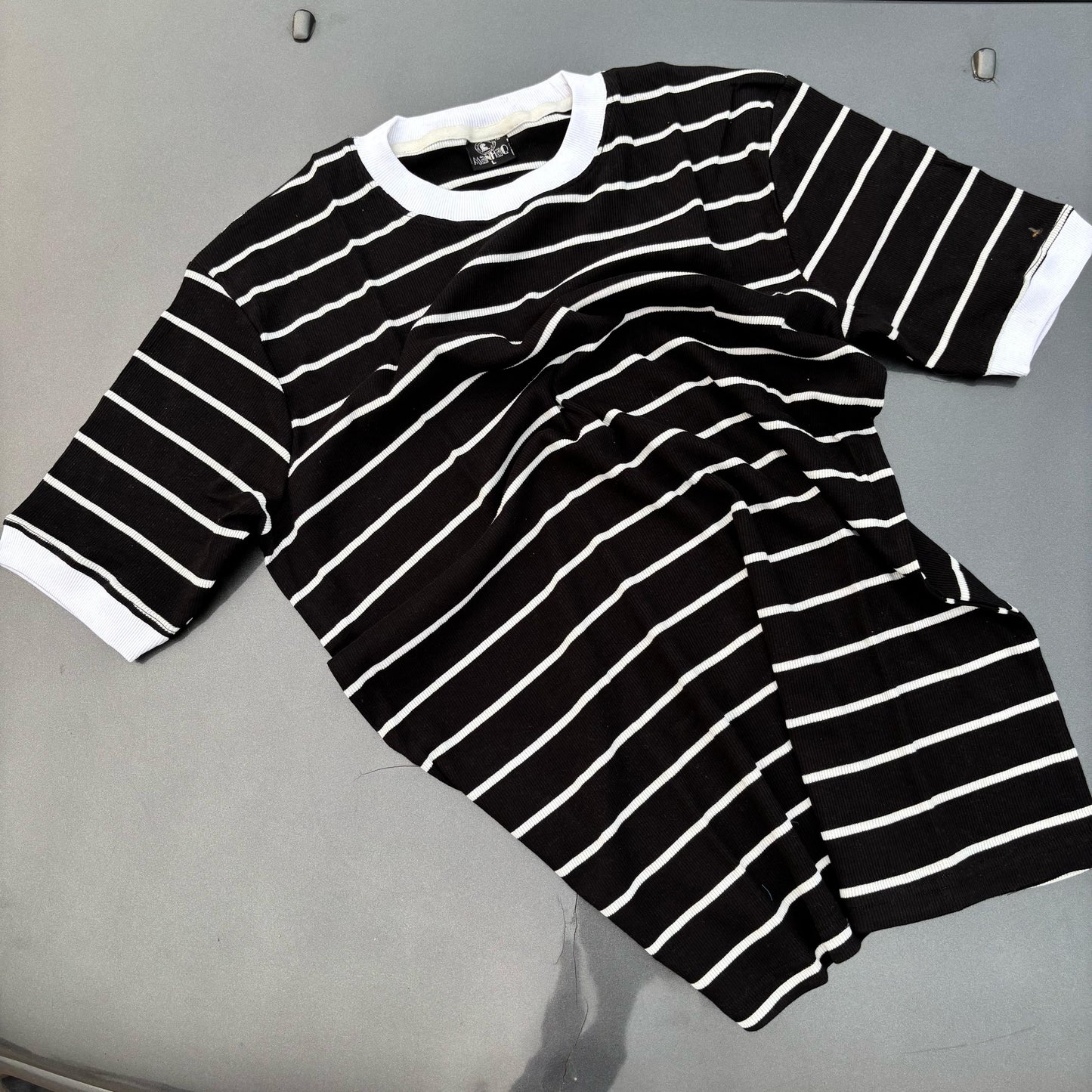 Half sleeve stripped unisex Tshirt