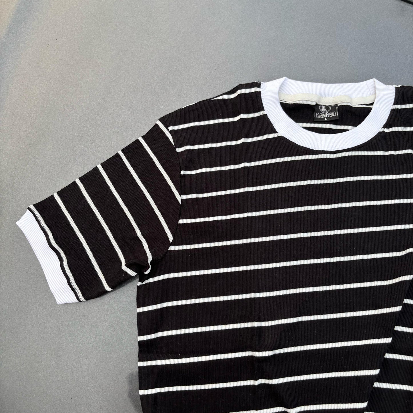 Half sleeve stripped unisex Tshirt