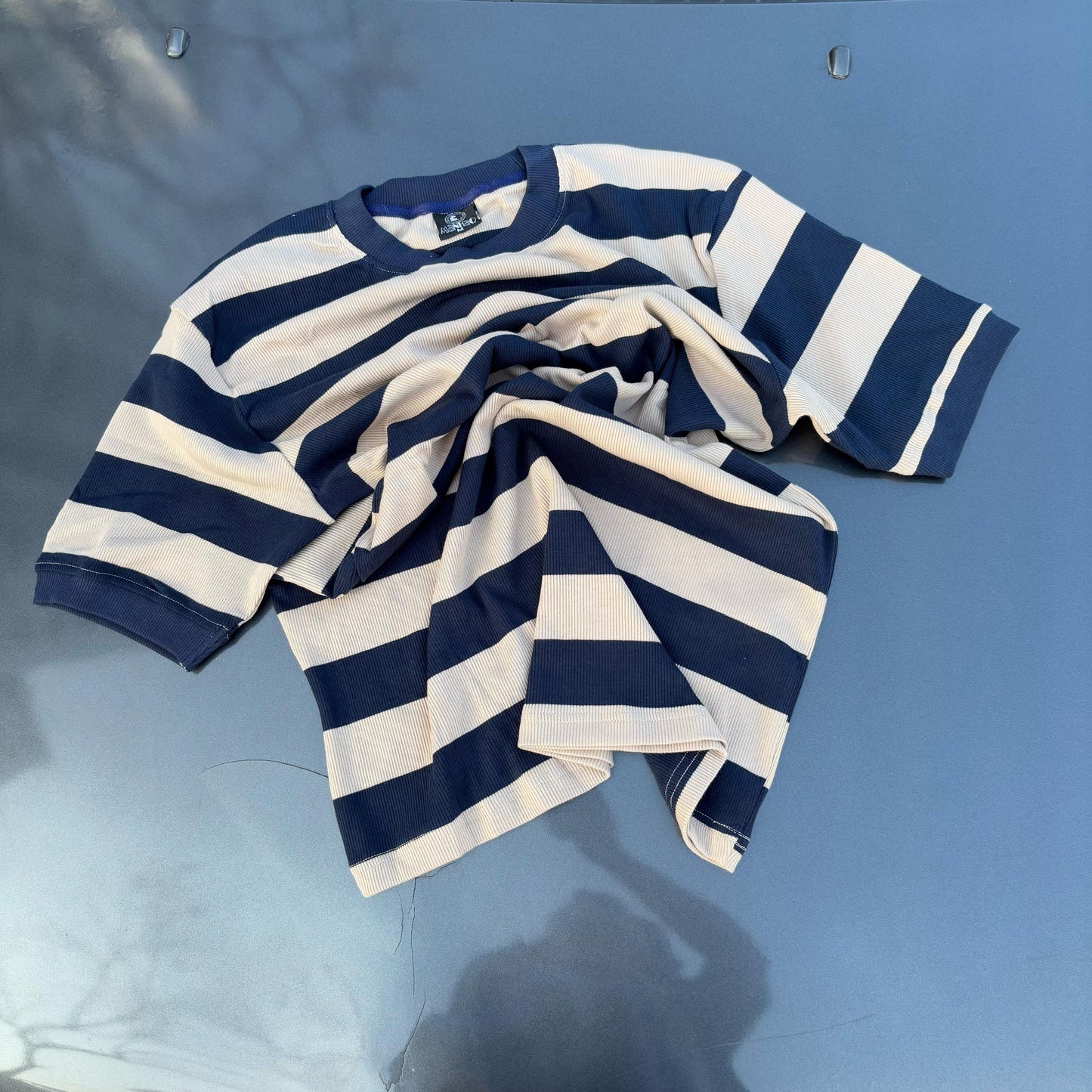 Half sleeve stripped unisex Tshirt