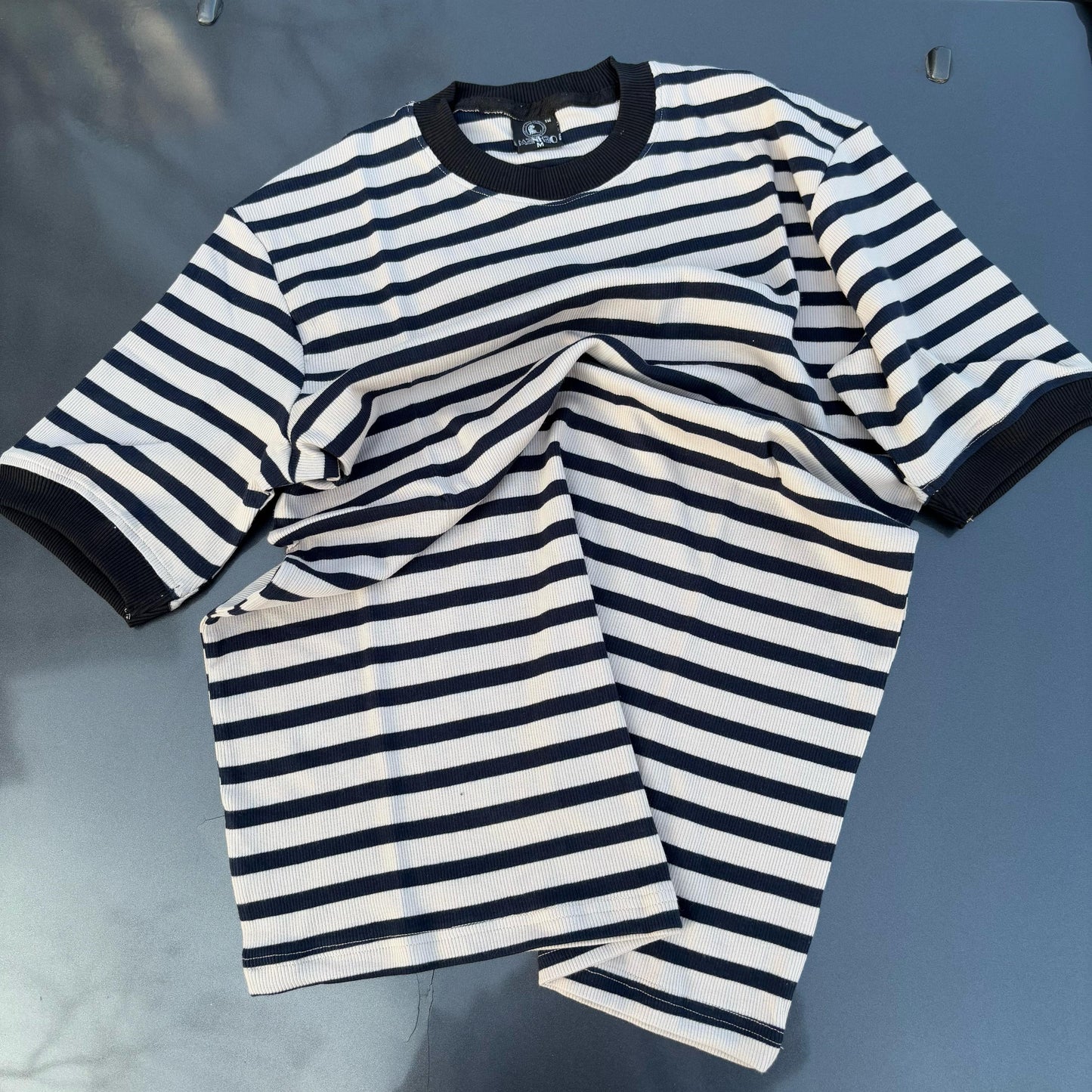 Half sleeve stripped unisex Tshirt