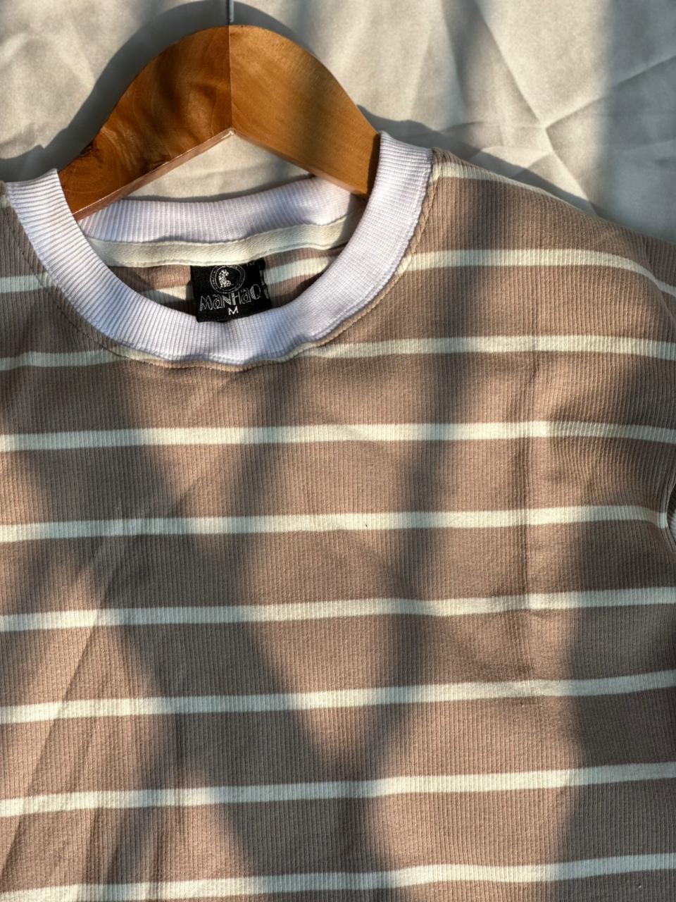 Manhaq full sleeve unisex stripped Tshirt