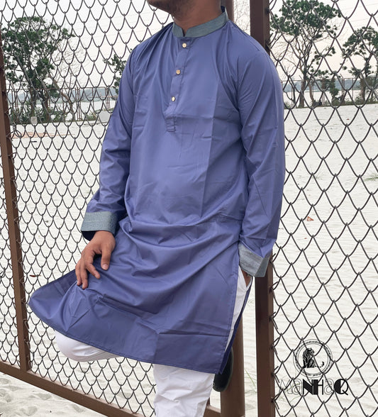 Contrast Collar and cuff Chic Panjabi