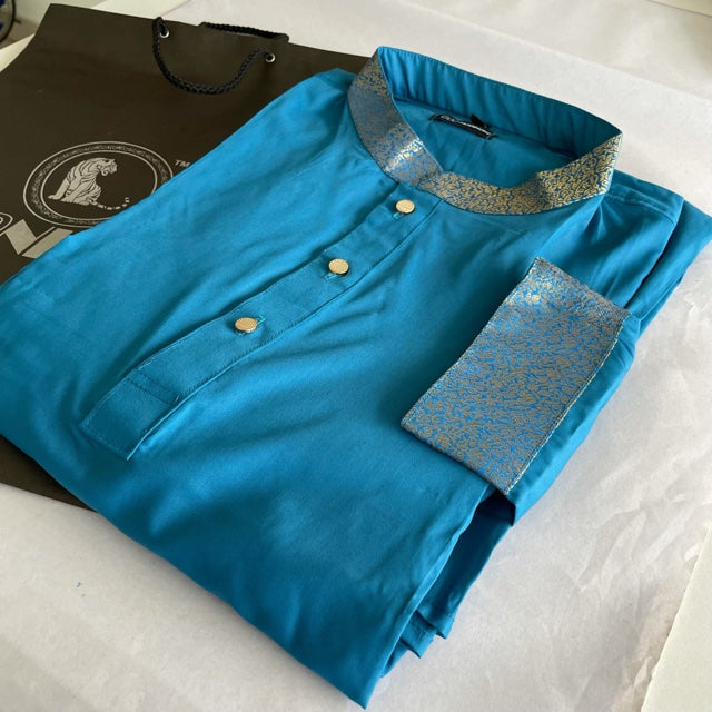 Contrast Collar and cuff Chic Panjabi