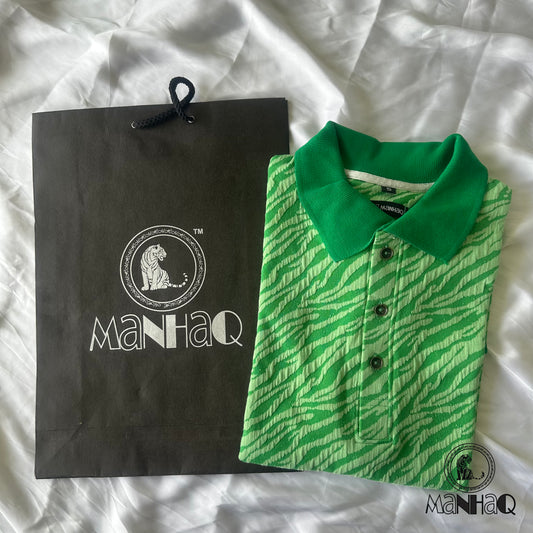 Jacquard cotton green polo Shirt