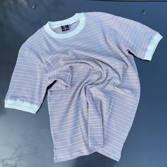 Half sleeve stripped unisex Tshirt