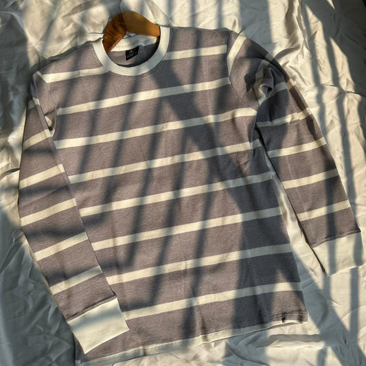 Manhaq full sleeve unisex stripped T-shirt