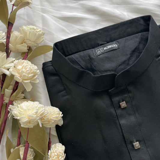 Men's  Solid Black Panjabi