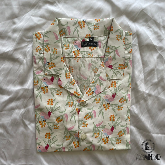 Secret yard Floral print Cuban collar Half Sleeve Shirt