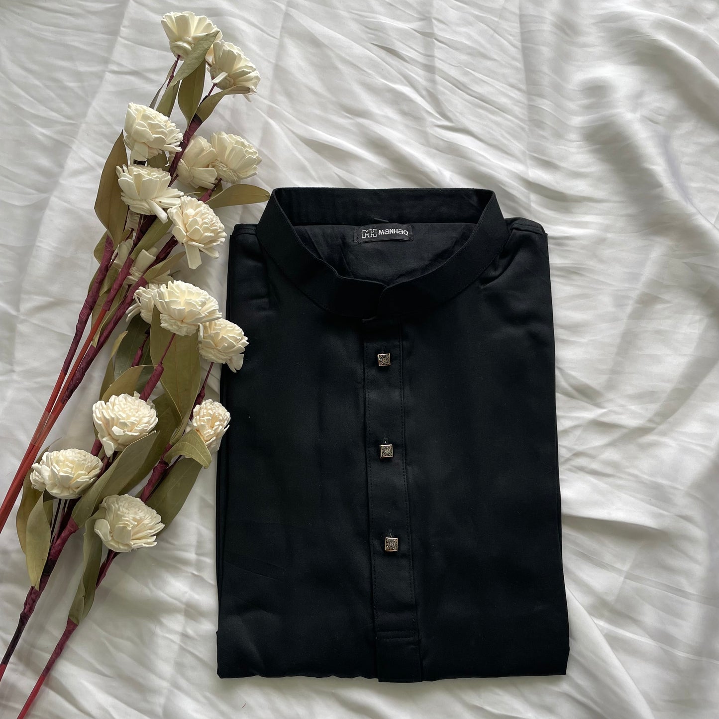 Men's  Solid Black Panjabi