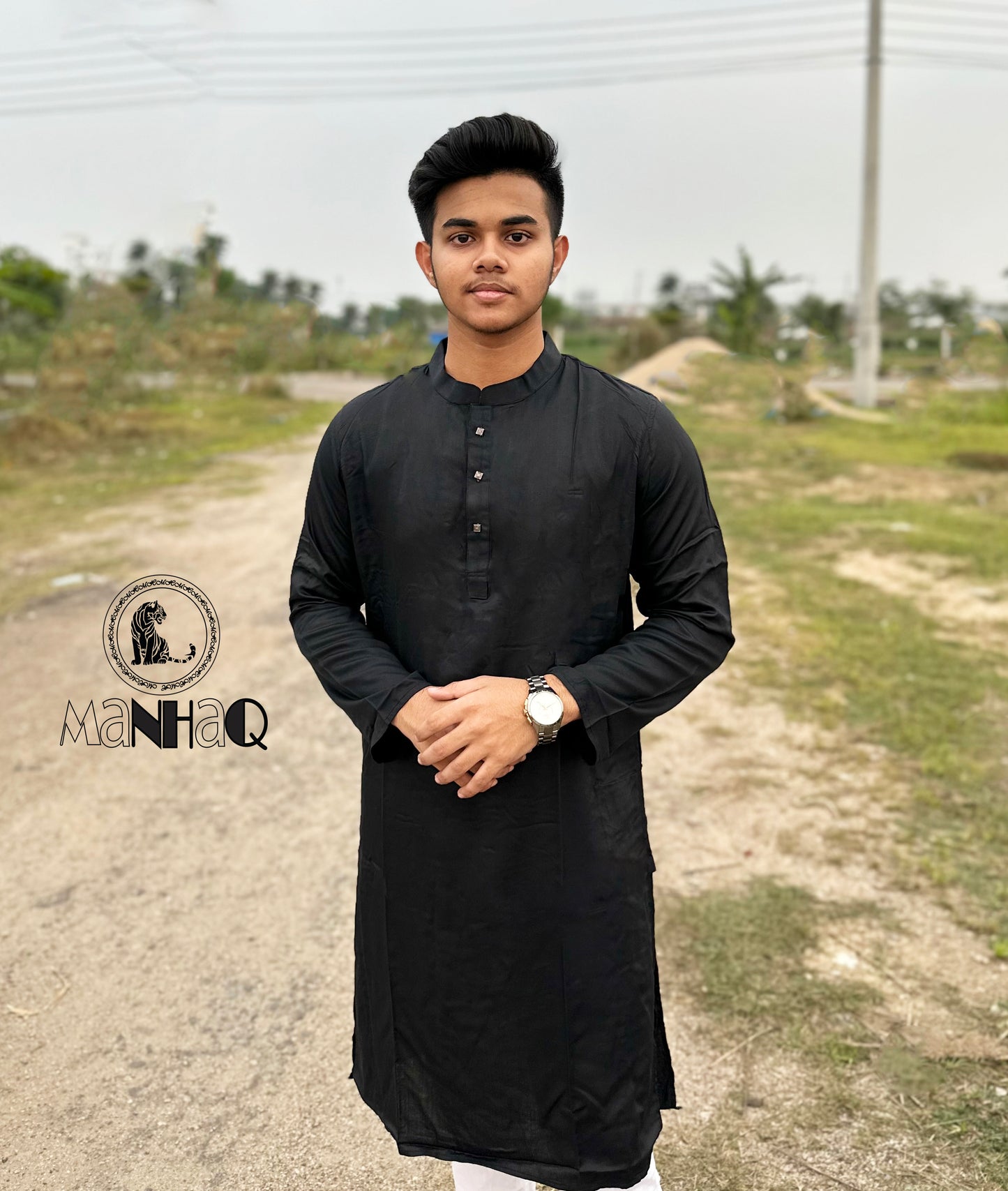 Men's  Solid Black Panjabi