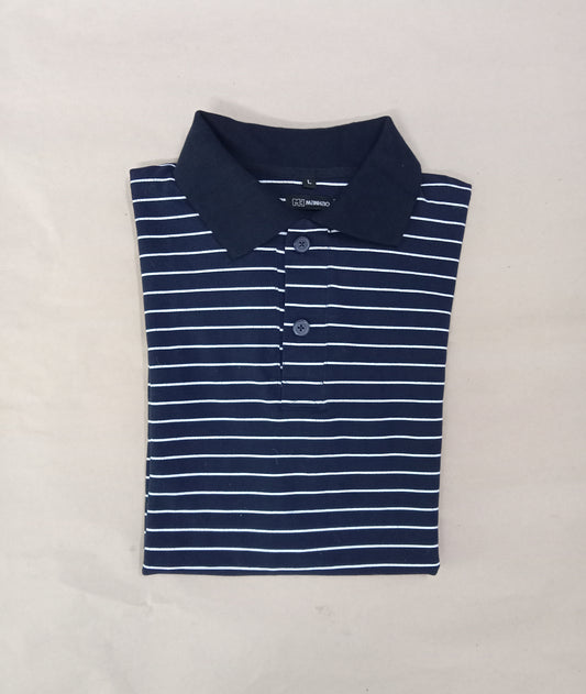 Navy blue & white stripped Polo