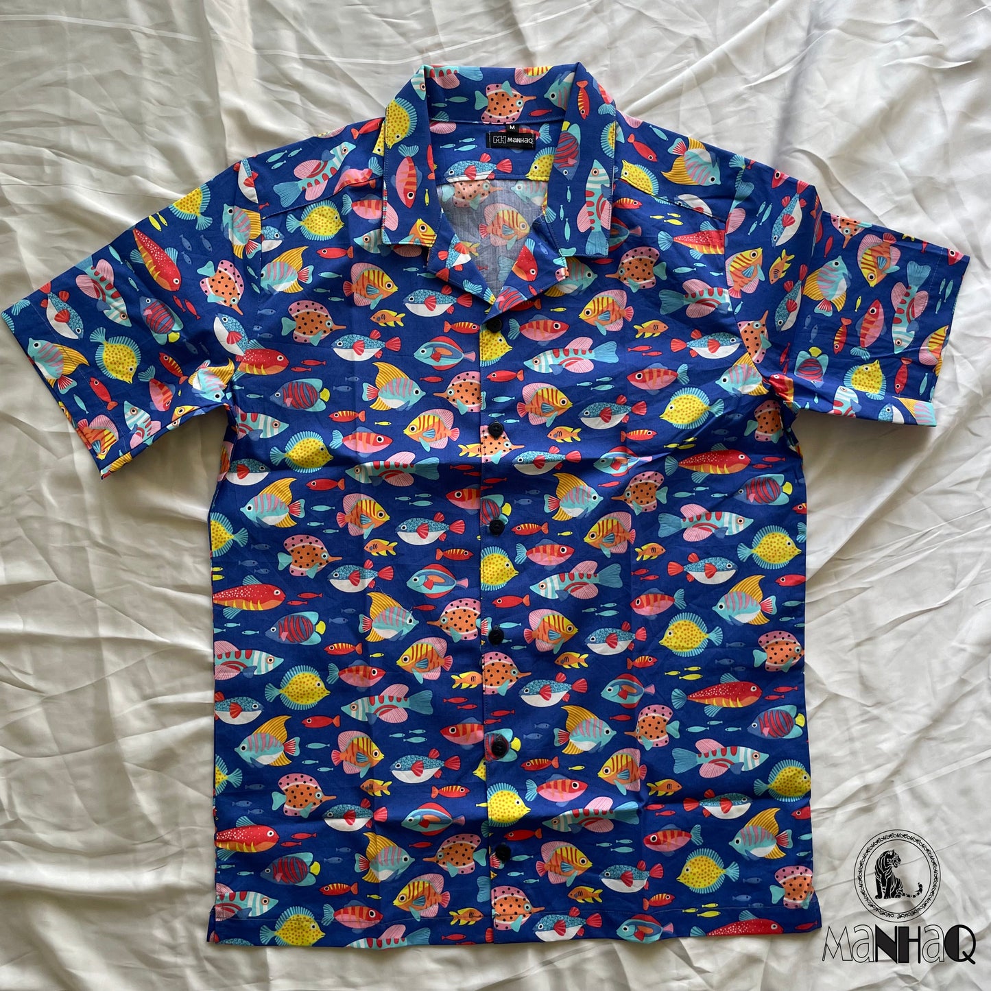 Fish Fish Cuban Collar Half Sleeve Hawaiian Shirt